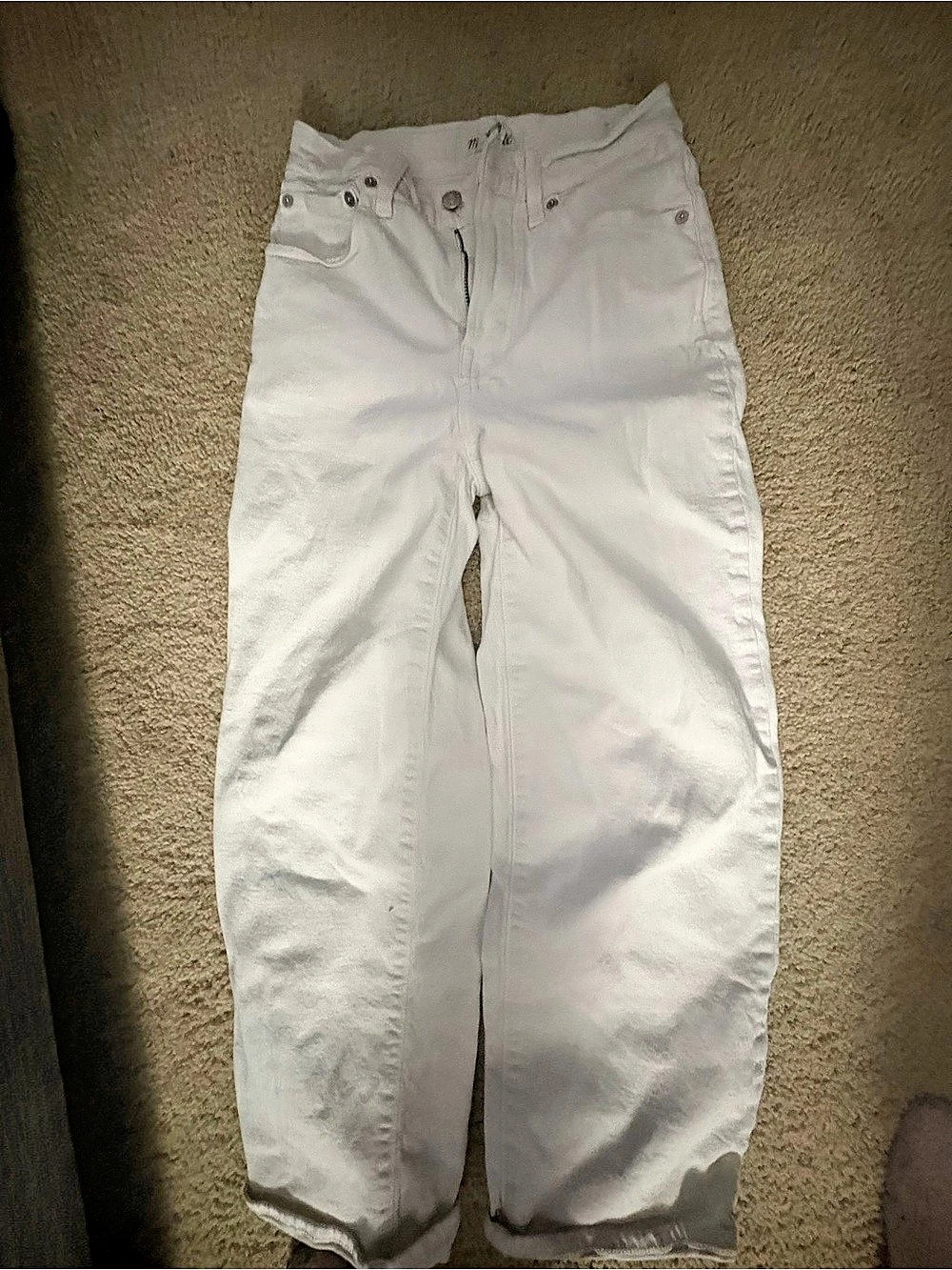 Madewell The Pieced Barrel-Leg Jeans in Tile White Size 2